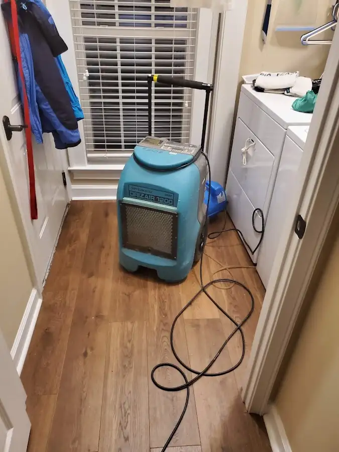Commercial dehumidifier deployed for Flood Damage Cleanup in Jamesburg